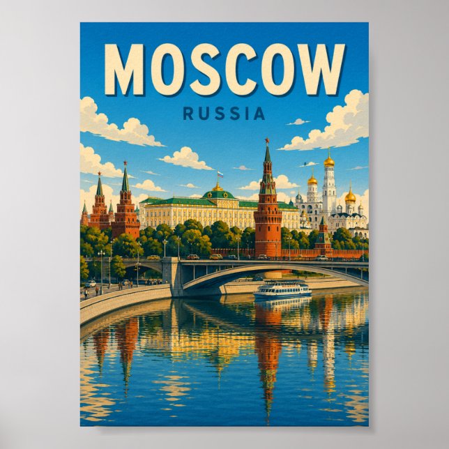 Moscow Russia Kremlin Red Square Cityscape Poster (Front)