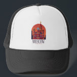 Moscow Russia Kremlin Skyline Trucker Hat<br><div class="desc">Beautiful Moscow Russia Cityscape Trucker Hat showing the famous sights and buildings of the russian capital city. Makes a great souvenir gift for every tourist and russian and every loved one. Purchase yours today. Amazing Kremlin gift idea on birthday or christmas.</div>