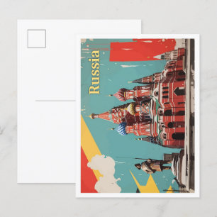 Moscow Russia Pop Art Travel Illustration Postcard