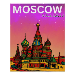 Moscow Russia St. Basil's Cathedral travel  Poster