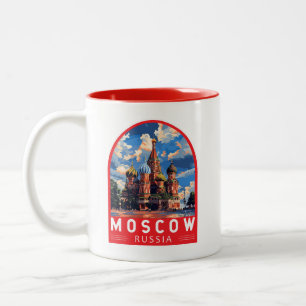Moscow Russia Travel Art Vintage Two-Tone Coffee Mug