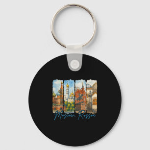 Moscow Russia Traveling Trip Brushstroke Souvenir Key Ring