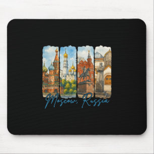 Moscow Russia Traveling Trip Brushstroke Souvenir Mouse Pad