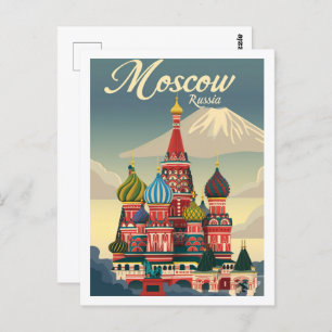 Moscow Russia Vintage Famous Travel Place Postcard