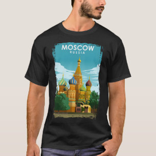 Moscow Russia Vintage Minimal Travel Poster T-Shirt
