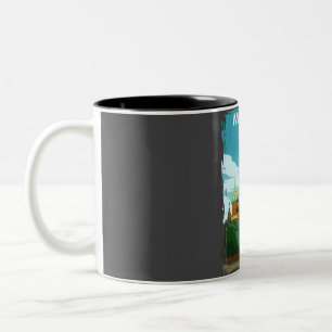 Moscow Russia Vintage Minimal Travel Poster  Two-Tone Coffee Mug