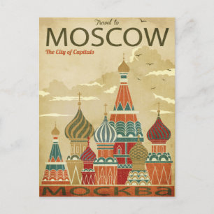 Moscow Russia Vintage travel City Streets Postcard