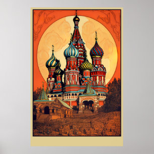 Moscow, Russia Vintage Travel Poster
