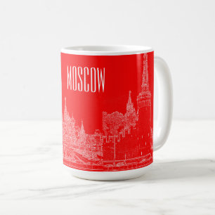 Moscow St Basil's Cathedral Red Square Sketch Coffee Mug