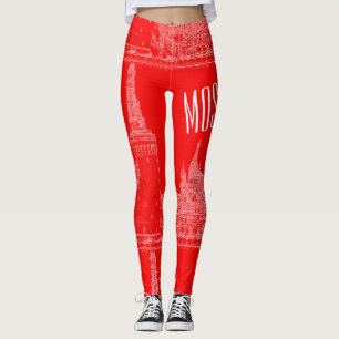 Moscow St Basil's Cathedral Red Square Sketch Leggings