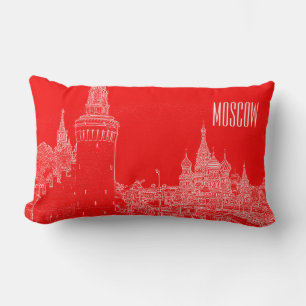 Moscow St Basil's Cathedral Red Square Sketch Lumbar Cushion