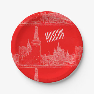 Moscow St Basil's Cathedral Red Square Sketch Paper Plate