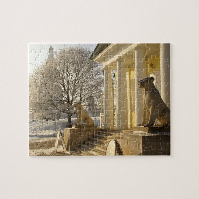 Moscow. Winter. lion sculpture. Jigsaw Puzzle (Horizontal)