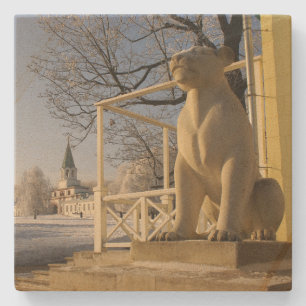 Moscow. Winter. lion sculpture Stone Coaster