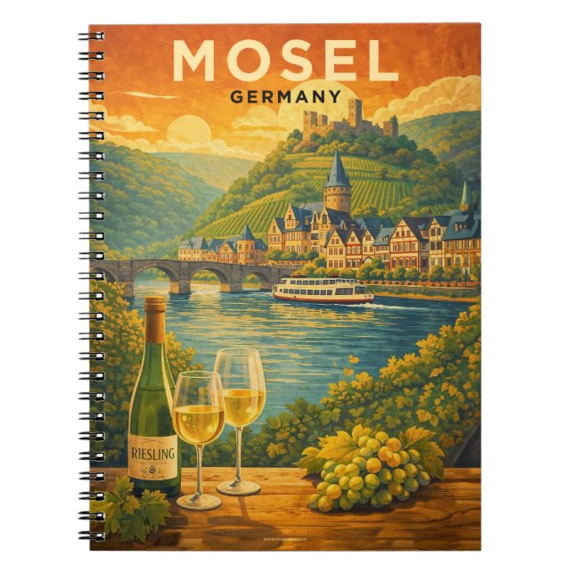 Mosel Germany Wine Region Vintage Travel Art Notebook (Front)