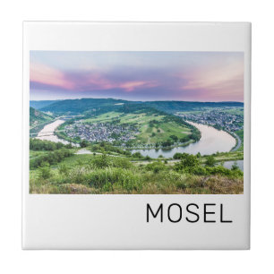Moselle Loop Sunset Kroev Panorama Germany Ceramic Tile