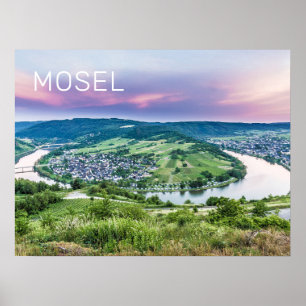 Moselle Loop Sunset Kroev Panorama Germany Poster