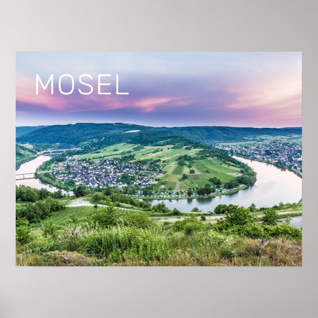 Moselle Loop Sunset Kroev Panorama Germany Poster (Front)