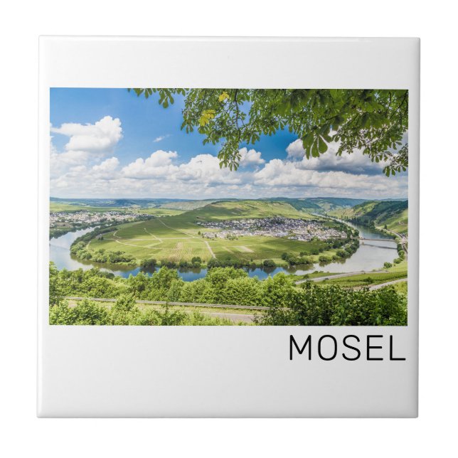 Moselle Loop Trittenheim Panorama Germany Souvenir Ceramic Tile (Front)