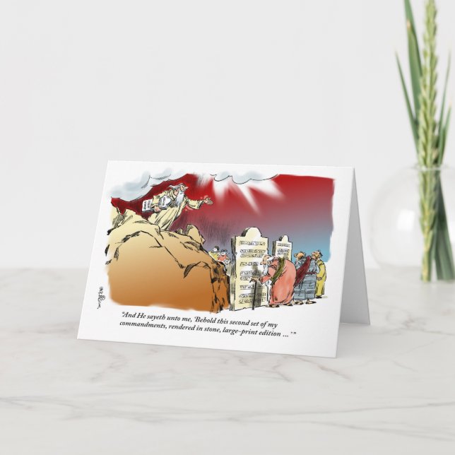 Moses and Large Print Commandments birthday card (Front)