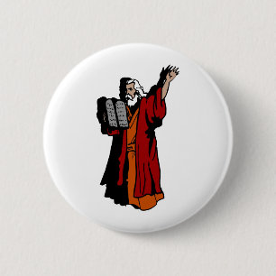Moses and ten commandments 6 cm round badge