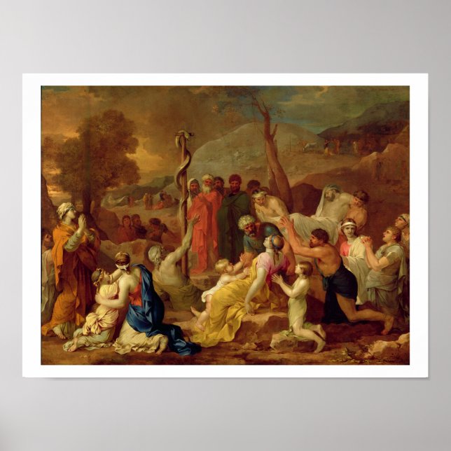 Moses and the Brazen Serpent, c.1653-54 (oil on ca Poster (Front)