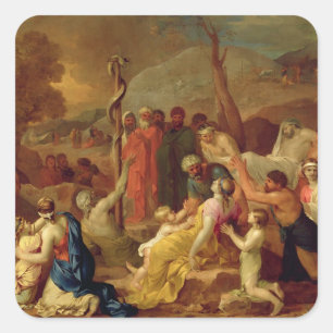 Moses and the Brazen Serpent, c.1653-54 (oil on ca Square Sticker