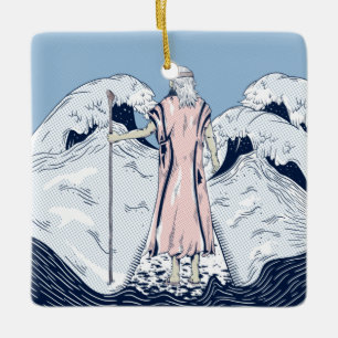 Moses and the parting sea ceramic ornament