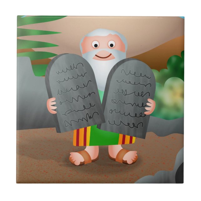 Moses and The Ten Commandments Bible Story Tile (Front)