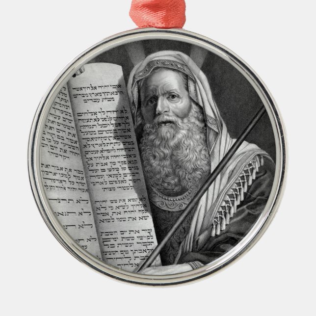Moses and the Ten Commandments Metal Tree Decoration (Front)