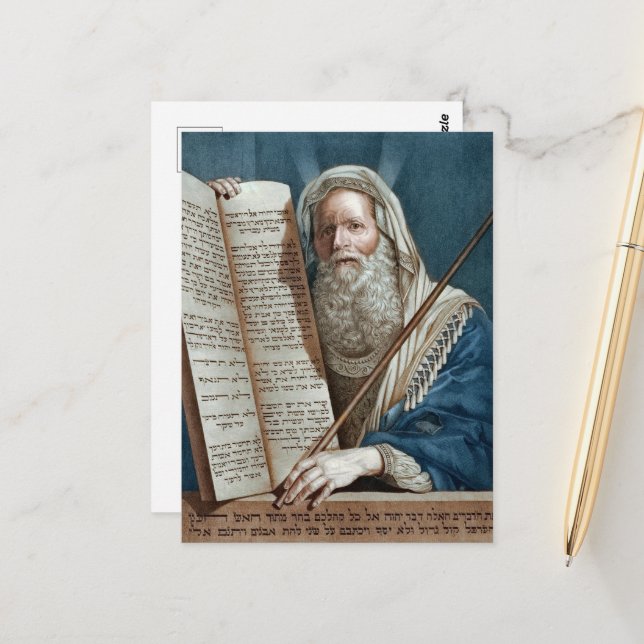 Moses and the Ten Commandments Postcard (Front/Back In Situ)