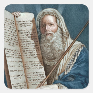 Moses and the Ten Commandments Square Sticker