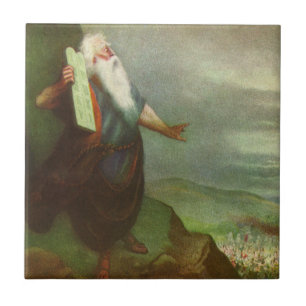 Moses and the Ten Commandments, Vintage Religion Ceramic Tile