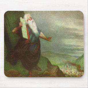 Moses and the Ten Commandments, Vintage Religion Mouse Pad