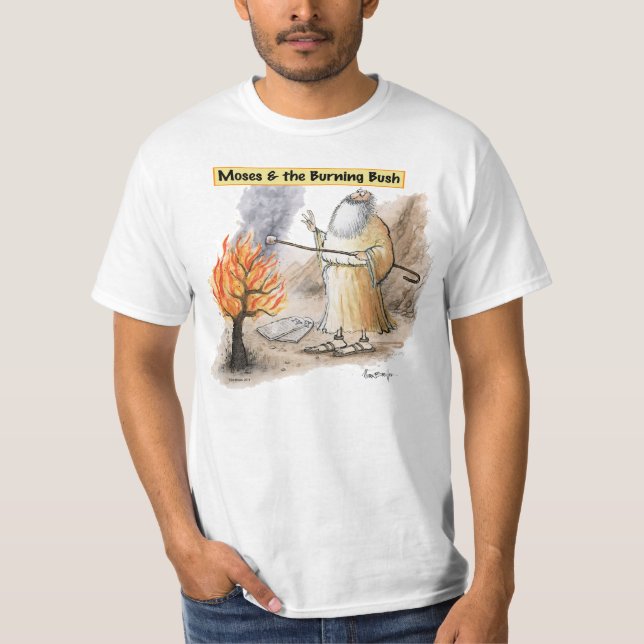 Moses Burning Bush Toasting Marshmallow Tee Shirt (Front)