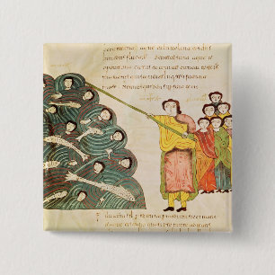 Moses closing the Red Sea on the Egyptians 15 Cm Square Badge