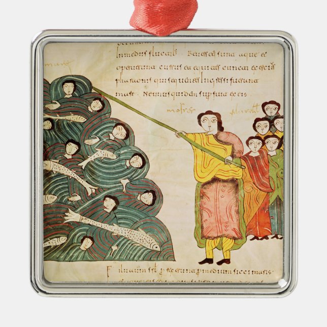 Moses closing the Red Sea on the Egyptians Metal Ornament (Front)
