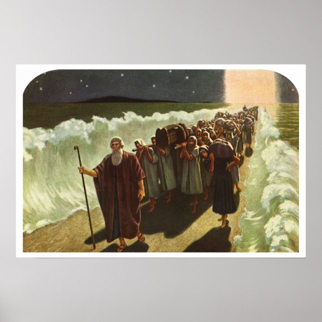 Moses Crossing of the Red Sea, Vintage Religion Poster (Front)