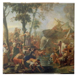 Moses Drawing Water from the Rock (oil on canvas) Ceramic Tile