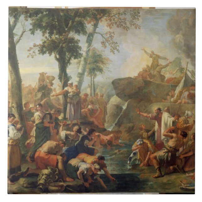 Moses Drawing Water from the Rock (oil on canvas) Ceramic Tile (Front)