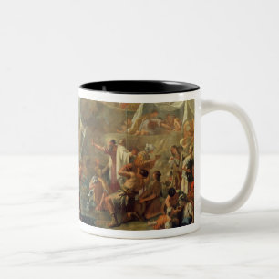 Moses Drawing Water from the Rock (oil on canvas) Two-Tone Coffee Mug