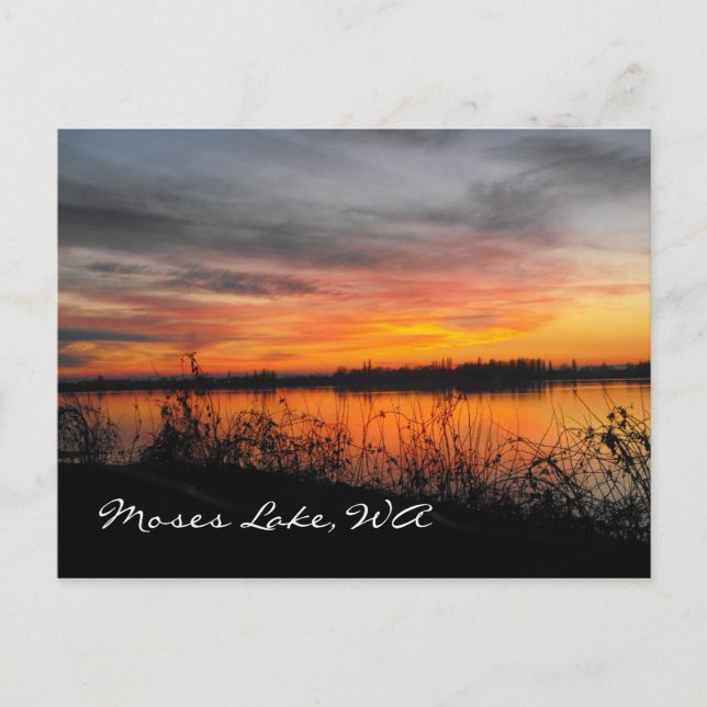 Moses Lake, WA sunset post card (Front)
