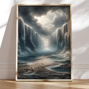 Moses Parting the Red Sea Bible Verse Art, Exodus  Poster