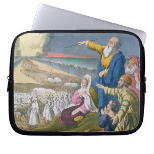 Moses Parting the Red Sea, from a bible printed by Laptop Sleeve