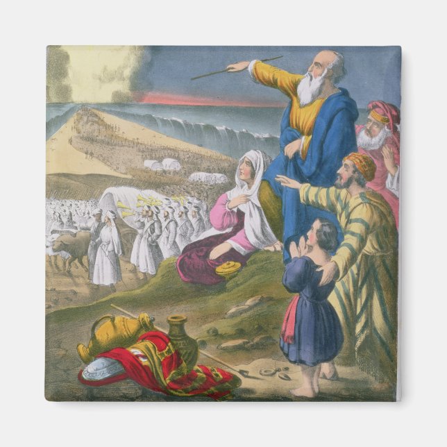 Moses Parting the Red Sea, from a bible printed by Magnet (Front)