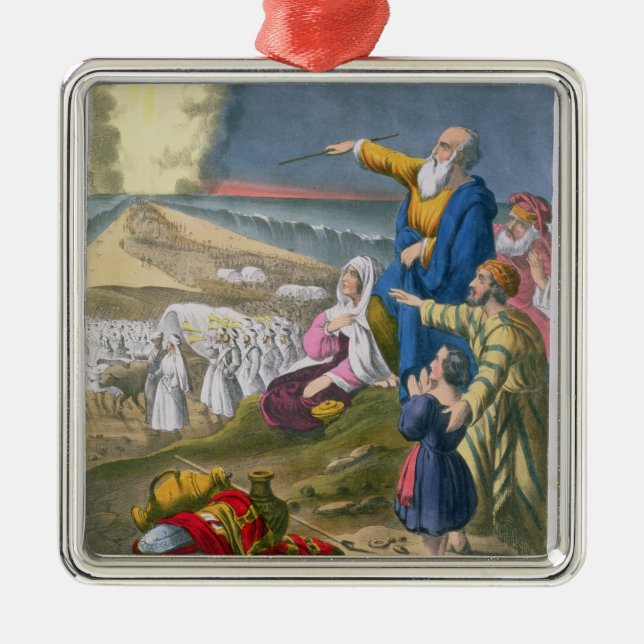 Moses Parting the Red Sea, from a bible printed by Metal Ornament (Front)