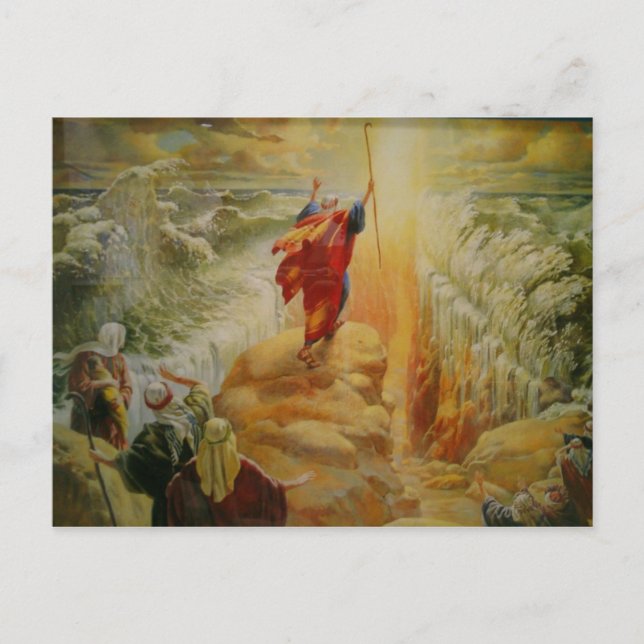 Moses parting the red sea post card. postcard (Front)