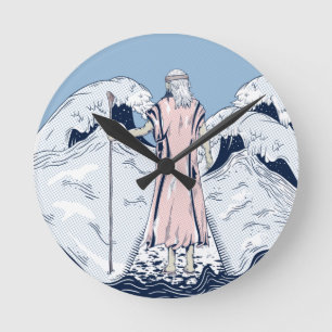 Moses parting the red sea round clock