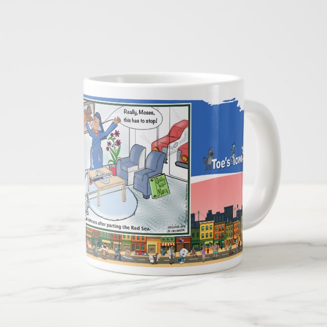 Moses Parts The Living Room | Retirement Large Coffee Mug (Front Right)