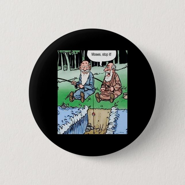 Moses Pole Fishing  6 Cm Round Badge (Front)